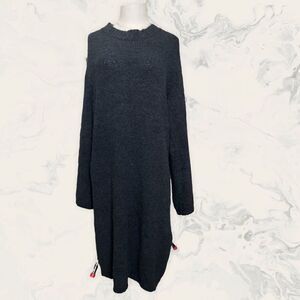 Angie Crewneck Long Sleeve Knit Mini Sweater Dress - Size M - Black